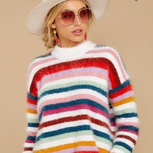 Multi Striped Fuzzy Sweater